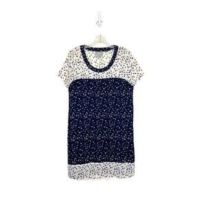 Maeve Anthropologie Short Sleeve Shift A-line Mini‎ Dress In Navy Abstract M